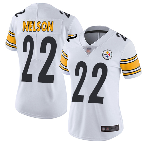 Women Pittsburgh Steelers Football #22 Limited White Steven Nelson Road Vapor Untouchable Nike NFL Jersey